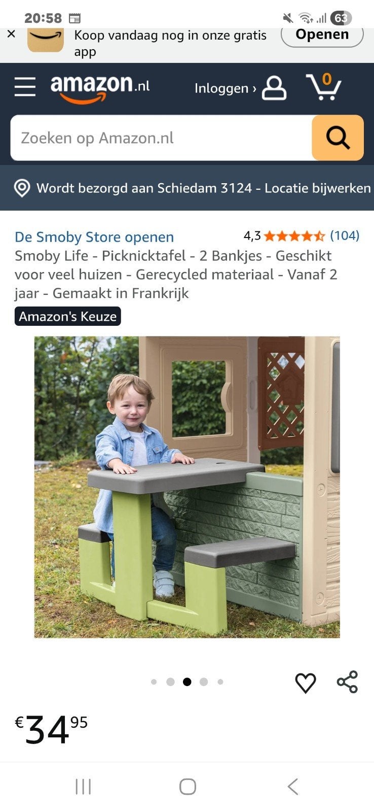Smoby Life Picknicktafel voor Kinderen - Gerecycled, Ophalen, Kunststof