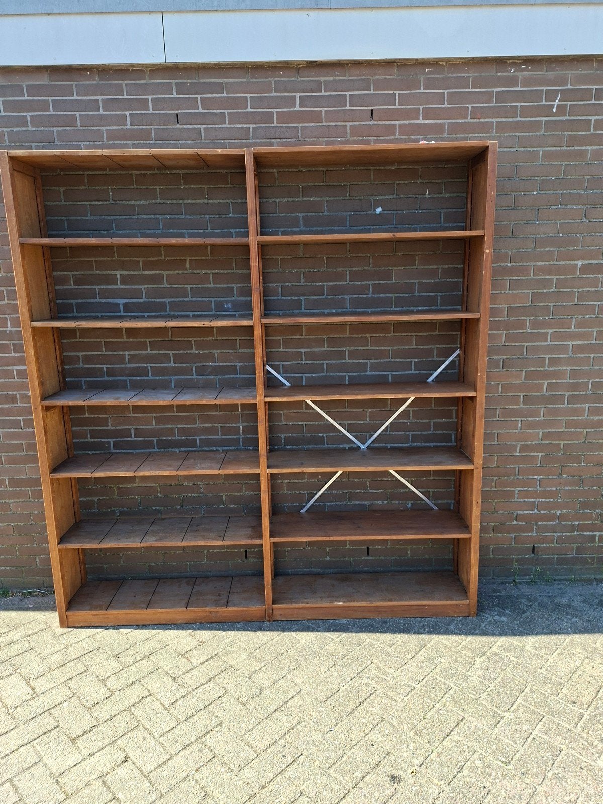 Dubbele vintage lundia boekenkast., Huis en Inrichting, Ophalen, Met plank(en), Gebruikt, 200 cm of meer