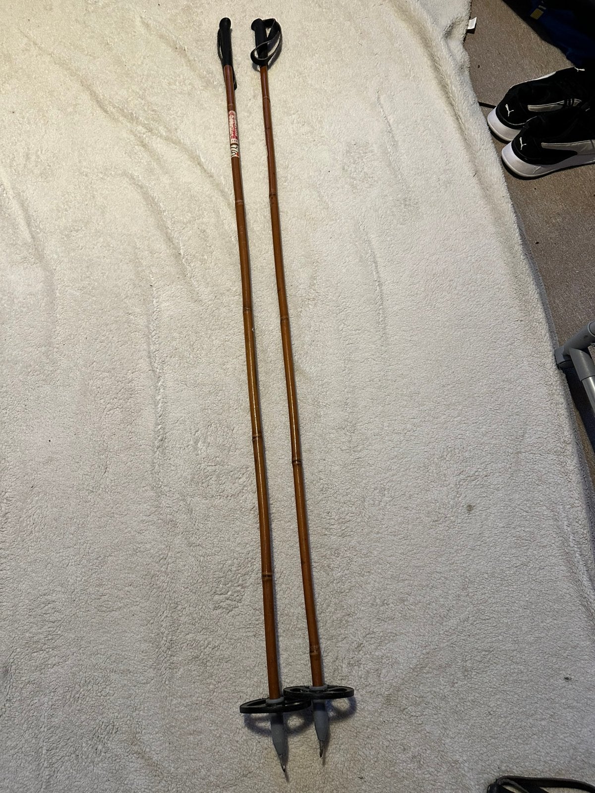 Bamboe skistokken 145cm ski stokken, Ophalen, Zo goed als nieuw, 140 tot 160 cm, Stokken