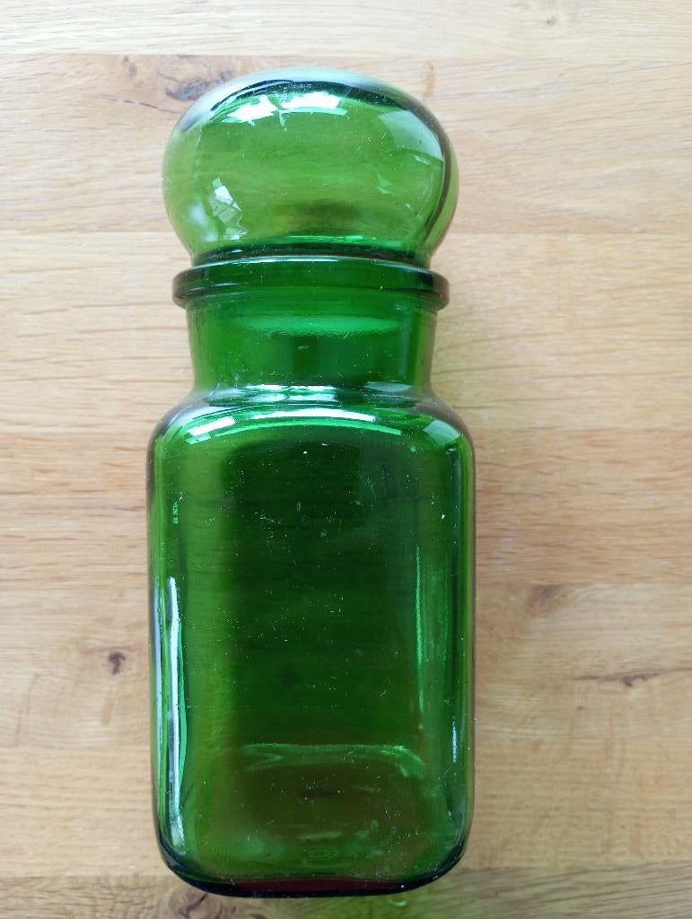 Groene stolpfles ongeveer 22 cm, Antiek en Kunst, Antiek | Glas en Kristal, Ophalen of Verzenden