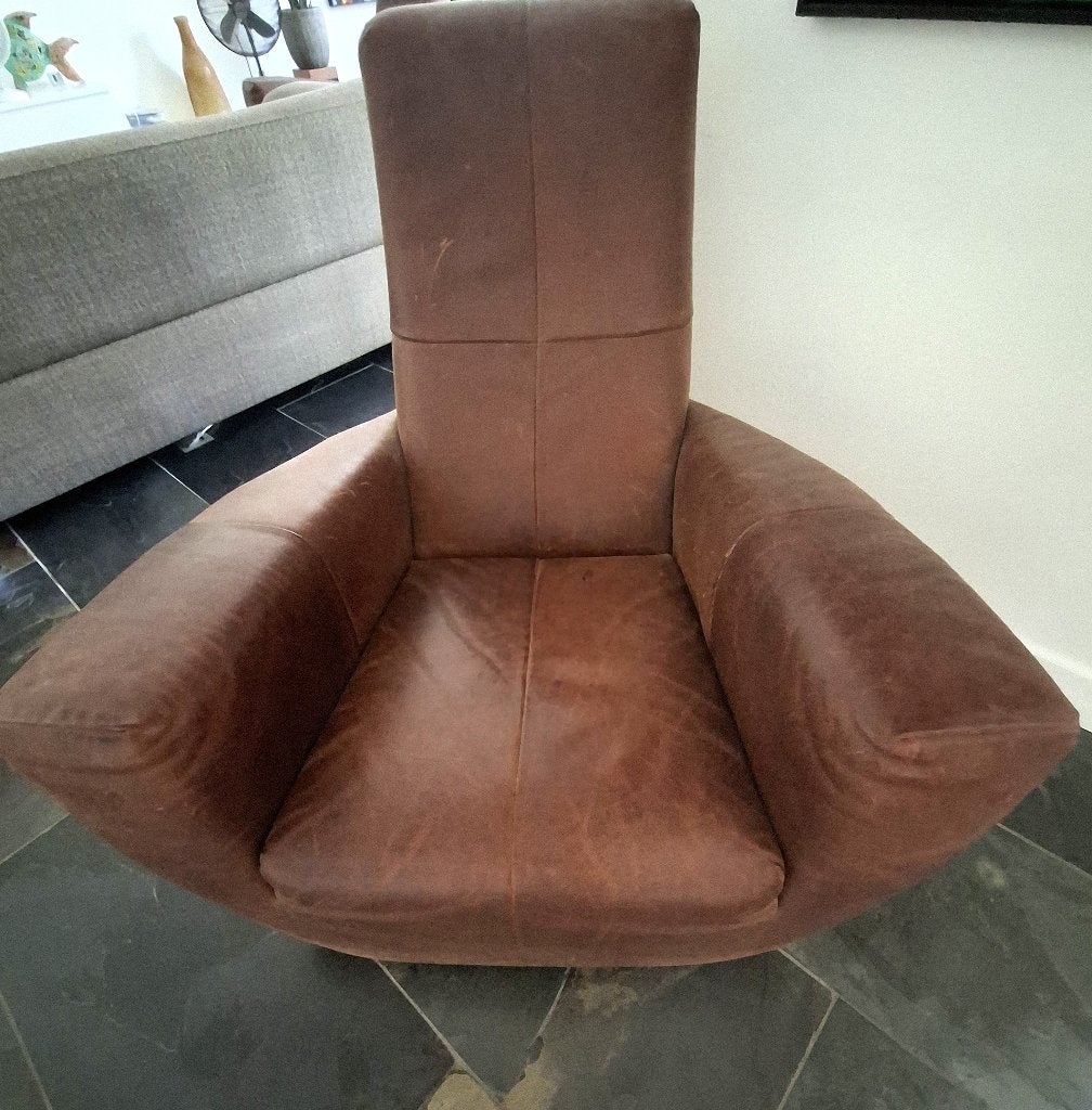 Fauteuil in YAK-leder - Gerard van den Berg, Ophalen, Gebruikt, Relax, degelijk, stoere uitstraling., 75 tot 100 cm