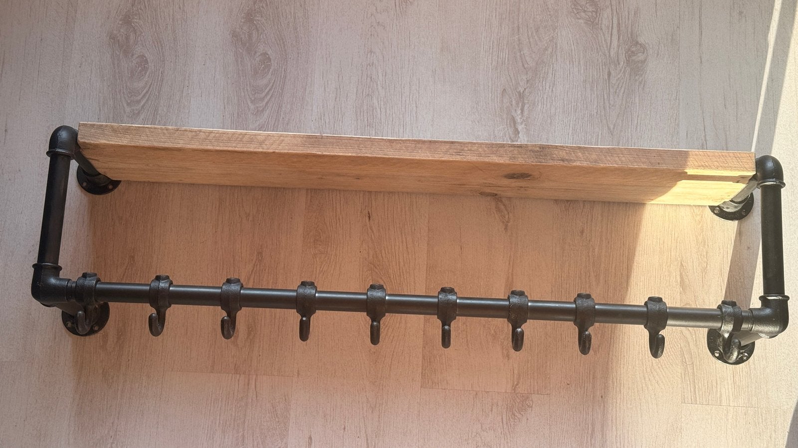Industriële wandkapstok 10 haken 100 cm, Zo goed als nieuw, Minder dan 100 cm, Hout, Ophalen