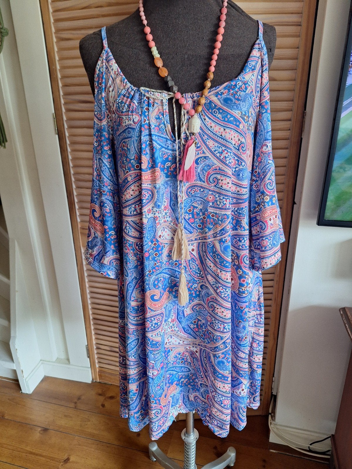 Jurk maat m l 40 42 kreukvrij stretch, Ophalen of Verzenden, Zo goed als nieuw, Blauw, Boven de knie