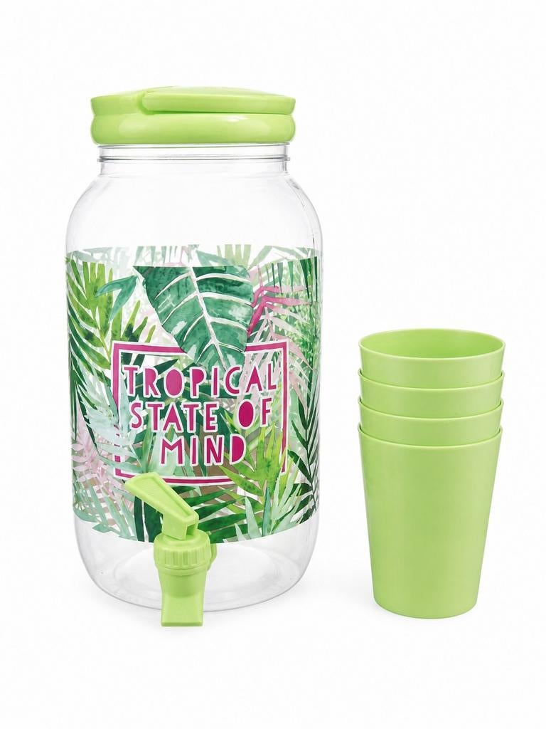Limonedispenser met kraan en bekers - Tropical State of Mind, Overige typen, Kunststof, Nieuw, Ophalen of Verzenden