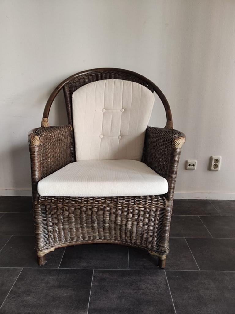 Gratis Bamboe stoelen met kussen, Huis en Inrichting, Stoelen, Ophalen, Gebruikt, Bruin, Boho, Klassiek, Landelijk