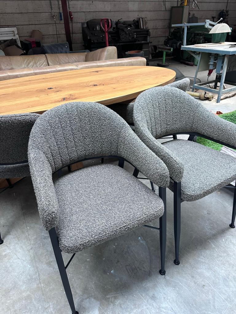 4 comfortabele MXSOFA eetkamerstoelen - Grijs stof, Huis en Inrichting, Stoelen, Ophalen, Twee, Zo goed als nieuw, Stof