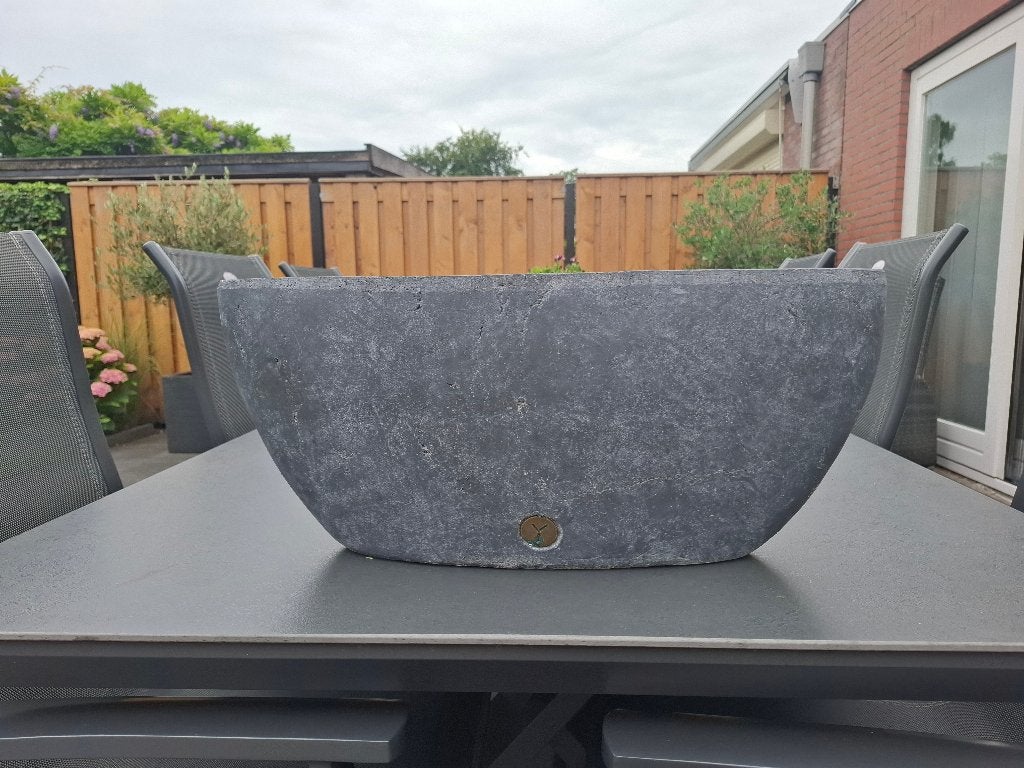 Grote ovale bloempot grijs, Ophalen, Gebruikt, 40 cm of meer, Binnen