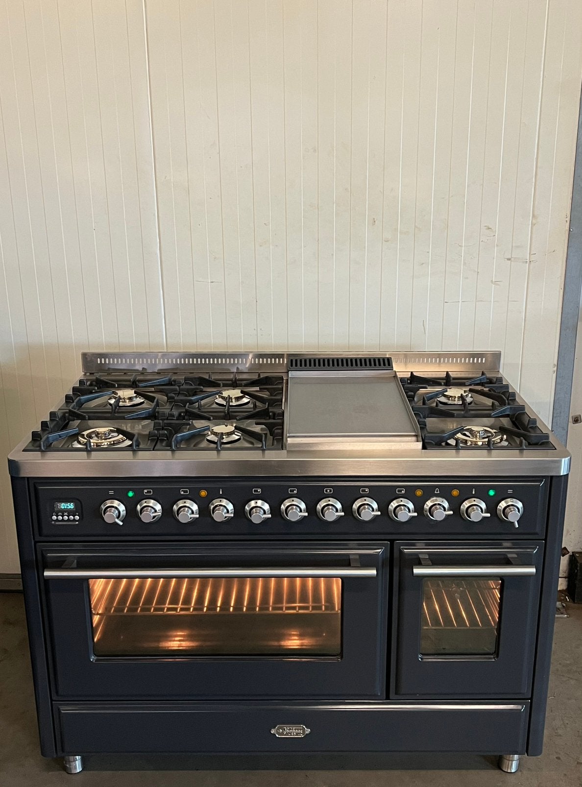 Luxe Boretti Majestic antraciet incl. afzuigkap – 120 cm, 60 cm of meer, Ophalen of Verzenden, Zo goed als nieuw, Gas