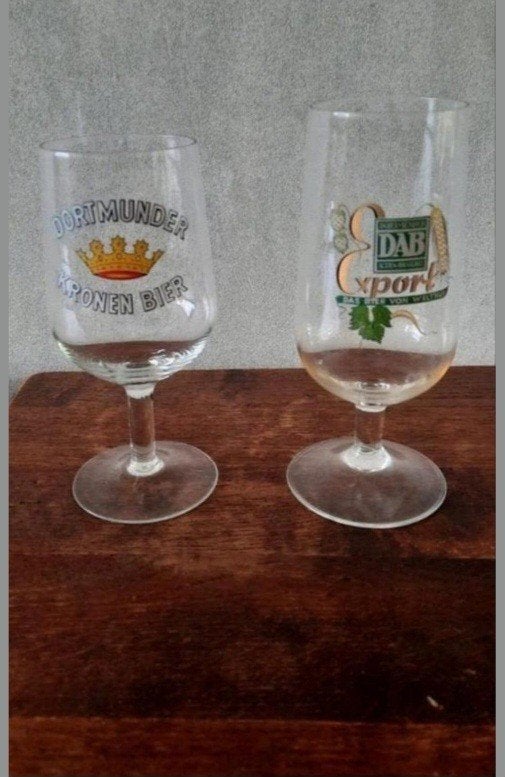 Vintage bierglazen: Dortmunder Kronen Bier & DAB Export, Verzamelen, Ophalen of Verzenden, Gebruikt, Glas of Glazen, Overige merken