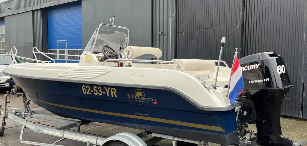 Mooie Uttern 5202 exclusive + 60 pk Mercury EFI, Watersport en Boten, Ophalen, 60 pk, Viertaktmotor, Zo goed als nieuw