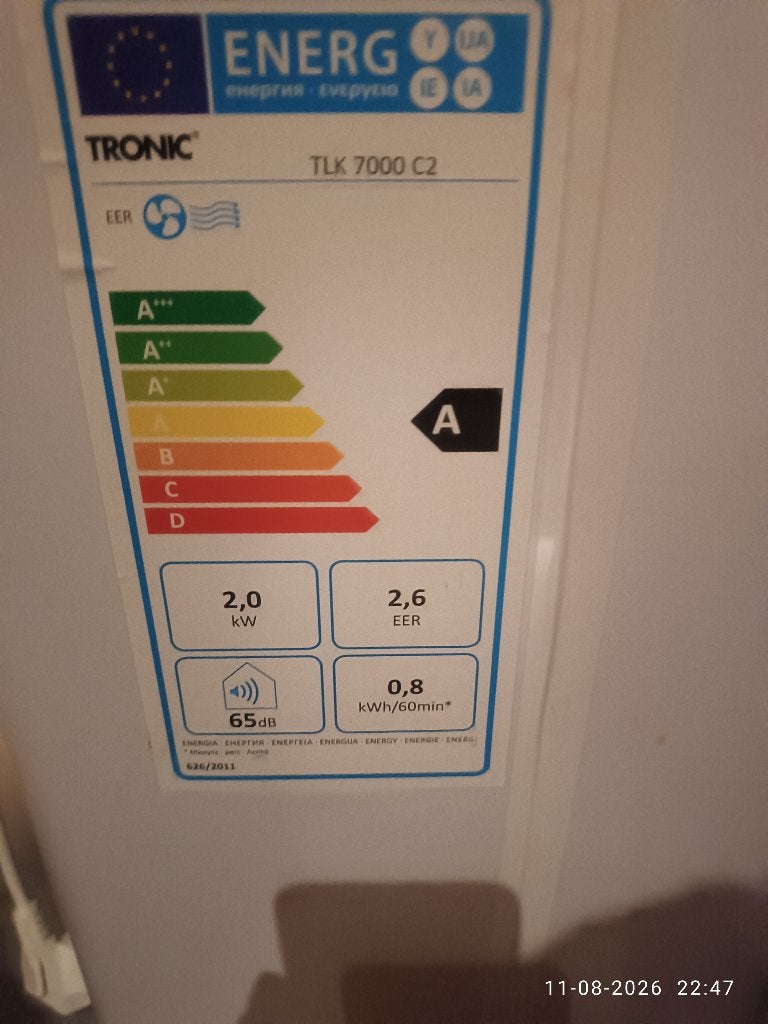 Mobiele airco tronic tlk7000c2, Ophalen, Minder dan 60 m³, Timer, 3 snelheden of meer