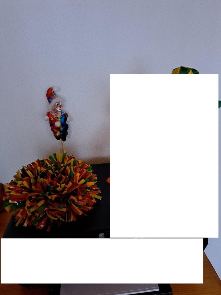 Carnavals-set: kransje en clowntje op stokje., Maat 38/40 (M), Carnaval, Ophalen of Verzenden, Zo goed als nieuw