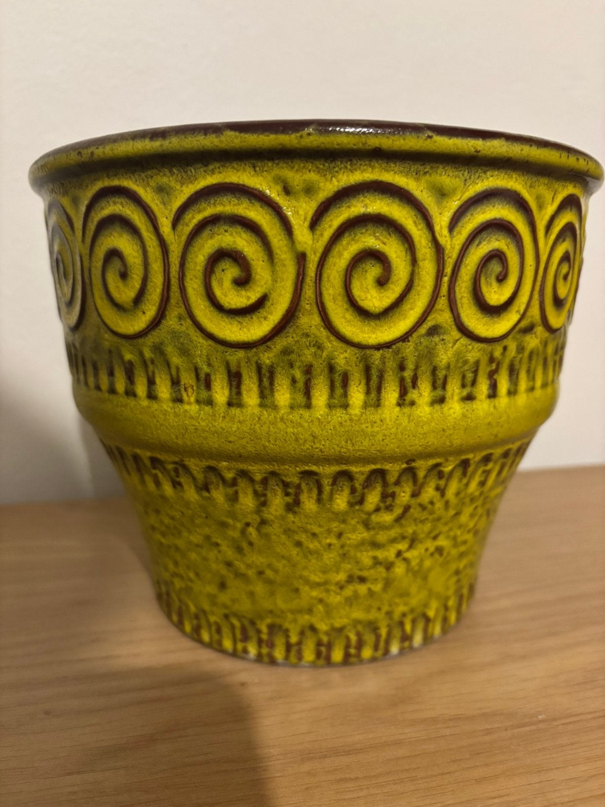 Jasba bloempot vintage bloempotten geel retro 70s 60s, Ophalen, Gebruikt, Rond, Binnen