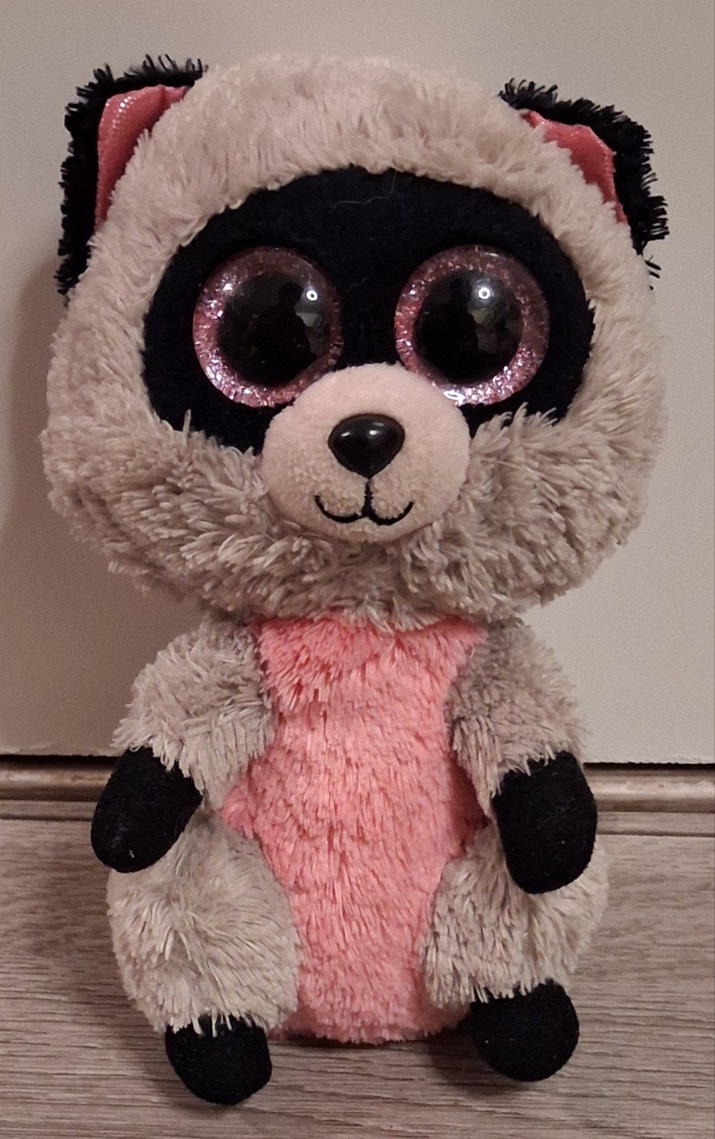 ty beanie boo wasbeertje Rocco 16 cm, Overige karakters, Overige typen, Ophalen of Verzenden, Zo goed als nieuw