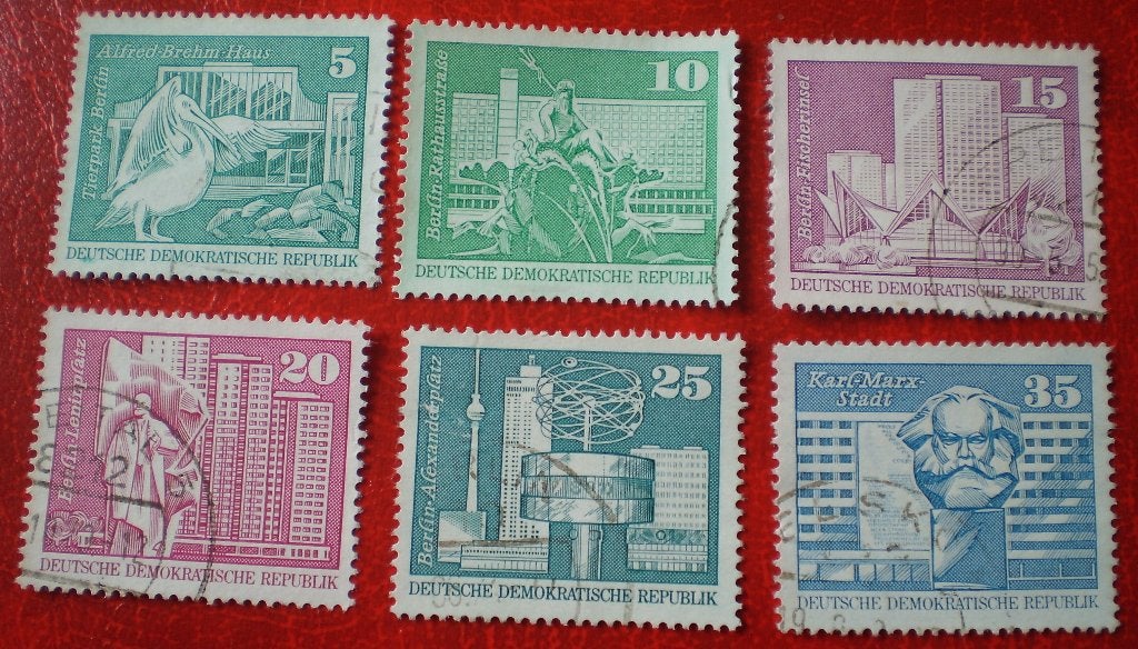 Duitsland - 6x DDR - 1x Karl Marx, Postzegels en Munten, Verzenden, DDR, Gestempeld