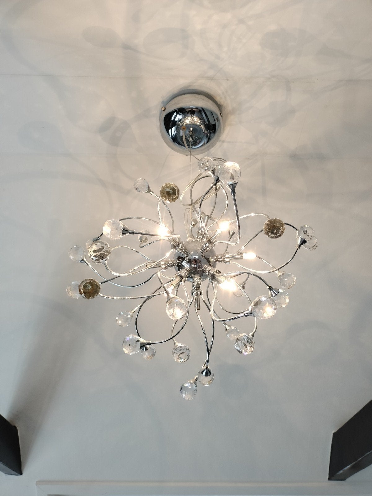 Hanglamp van Searchlight model Sonja
met kristallen bolletj, Gebruikt, Design, Ophalen of Verzenden, Glas