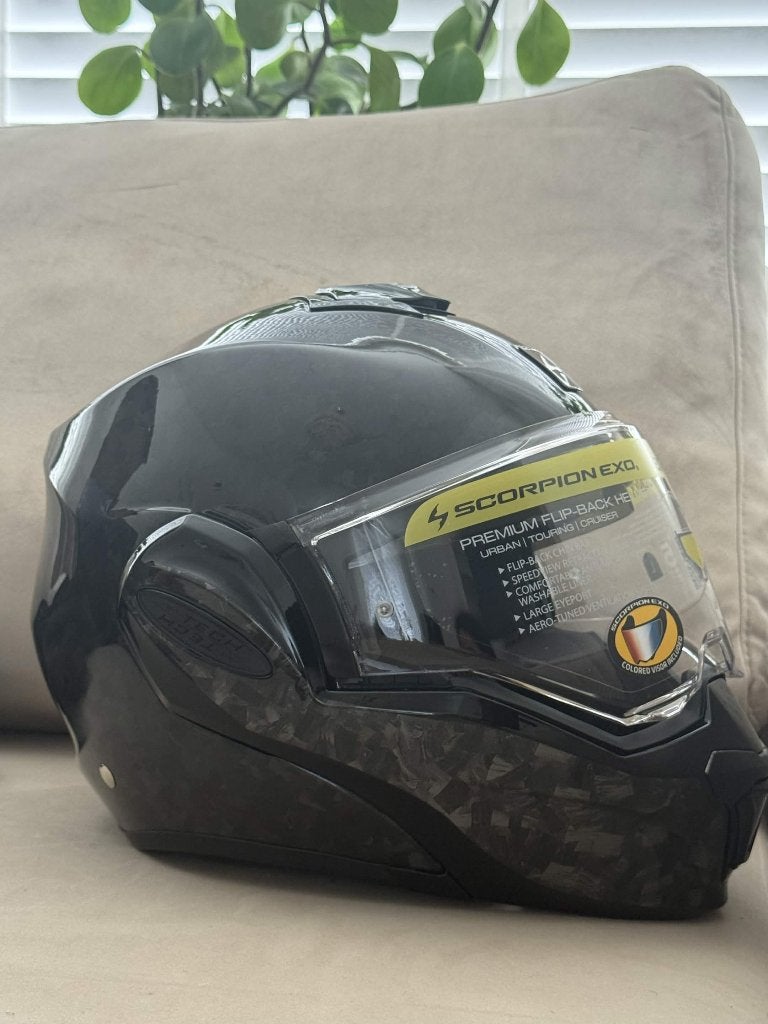 Scorpion EXO-Tech Evo Carbon Onyx Zwart L – NIEUW IN DOOS, Systeemhelm, L, Ophalen, Nieuw met kaartje