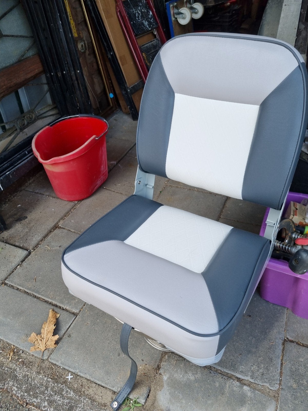 Comfortabele bootstoel - Grijs/Wit, Ophalen, Gebruikt, Interieur en Kussens