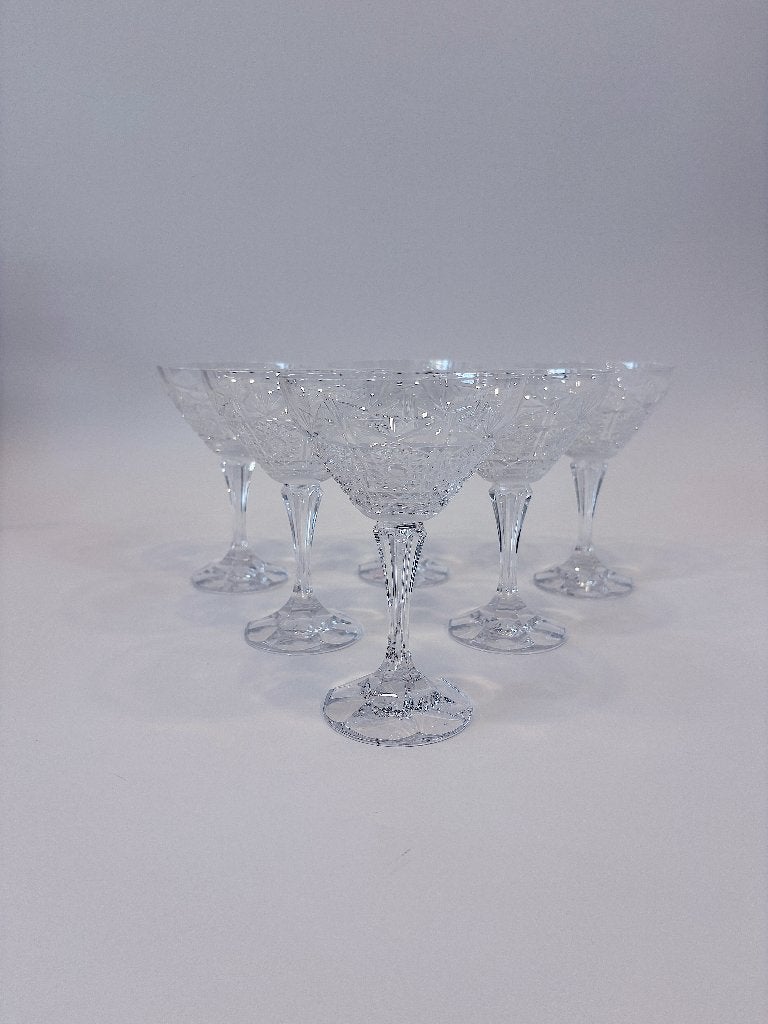 SET VAN 6 VINTAGE CHAMPAGNE COUPES | BOHEEMS KRISTAL, Antiek en Kunst, Antiek | Glas en Kristal, Ophalen of Verzenden