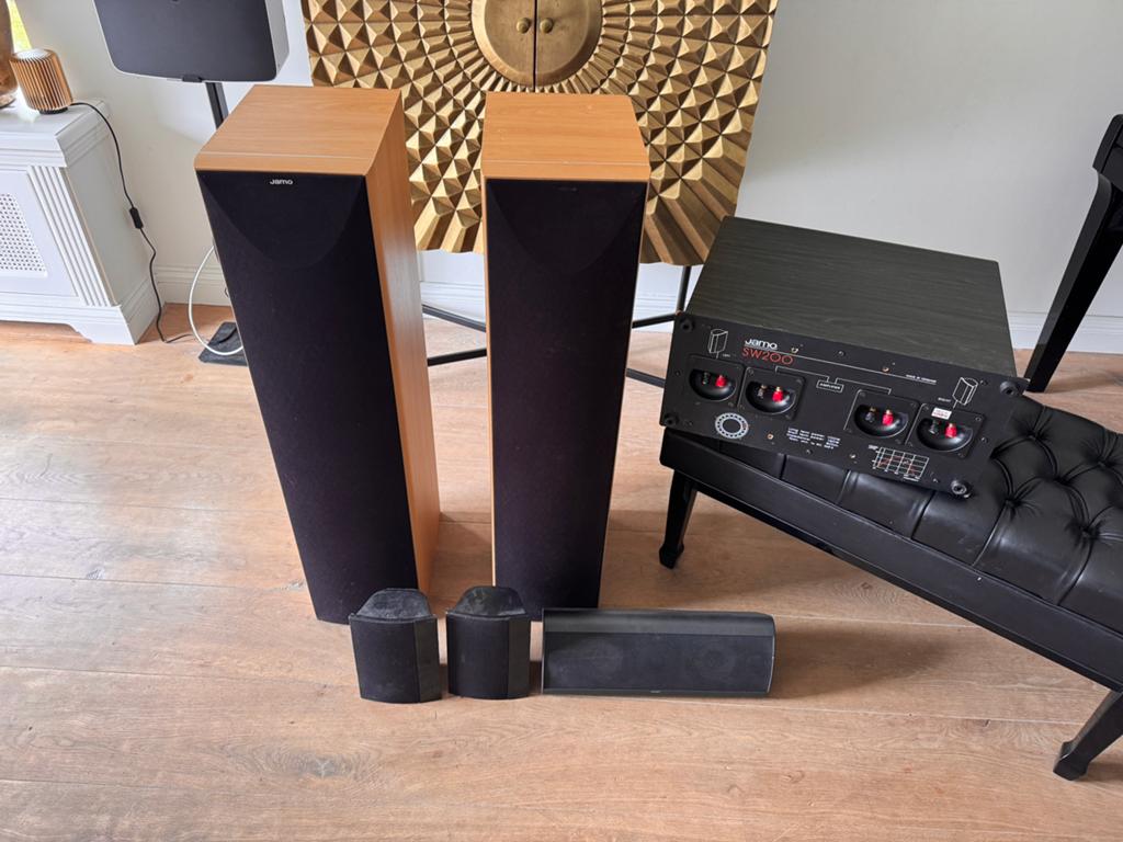 Jamo E 670 luidsprekerset met SW200 subwoofer, Ophalen, Gebruikt, Complete surroundset, 120 watt of meer