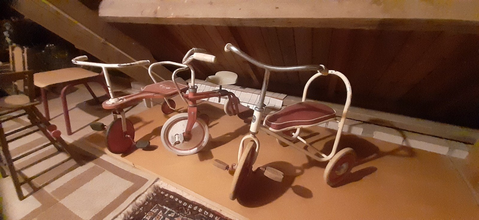 Vintage kinderfietsjes en driewielers - Decoratie/Opknapper, Fietsen en Brommers, Fietsen | Driewielers, Ophalen, Gebruikt, Terugtraprem