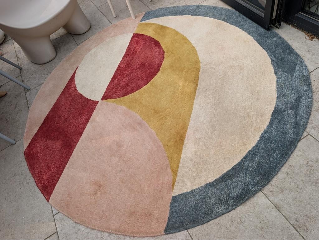 Wollen tapijt rond vloerkleed diameter 200cm, Huis en Inrichting, Ophalen, Gebruikt, 200 cm of meer, 200 cm of meer