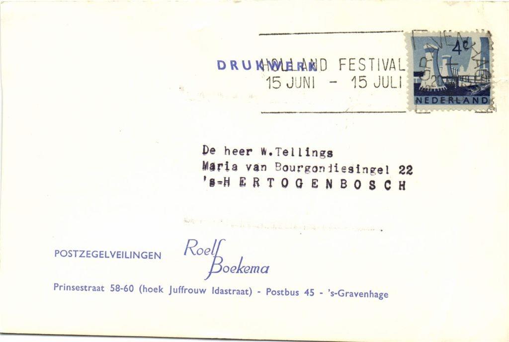 Postzegelveilingen Roelf Boekema, s-Gravenhage - 06.1963 - d, Ophalen of Verzenden, Briefkaart