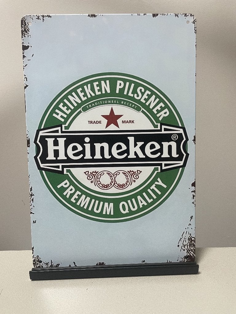 Heineken bier metalen reclamebord (Old Look), Ophalen of Verzenden, Nieuw, Reclamebord, Plaat of Schild, Heineken