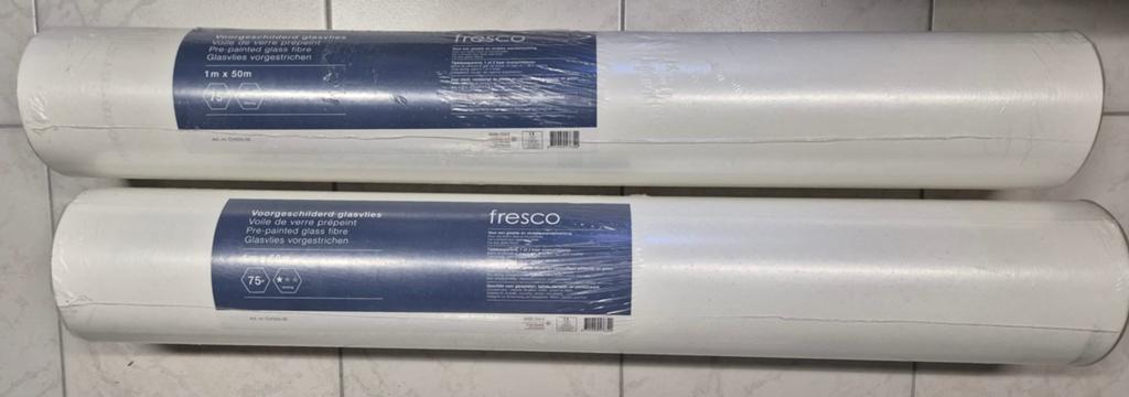 Voorgeschilderd glasvliesbehang 2 rollen NIEUW, Ophalen, Minder dan 10 m², Wit