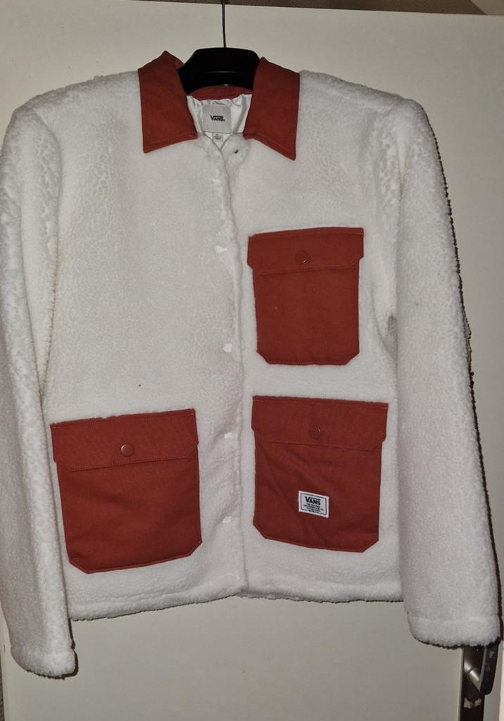 Vans Sherpa Jas - Wit met Oranje/ bruine Details (nieuw), Wit, Maat 42/44 (L), Nieuw, Ophalen of Verzenden