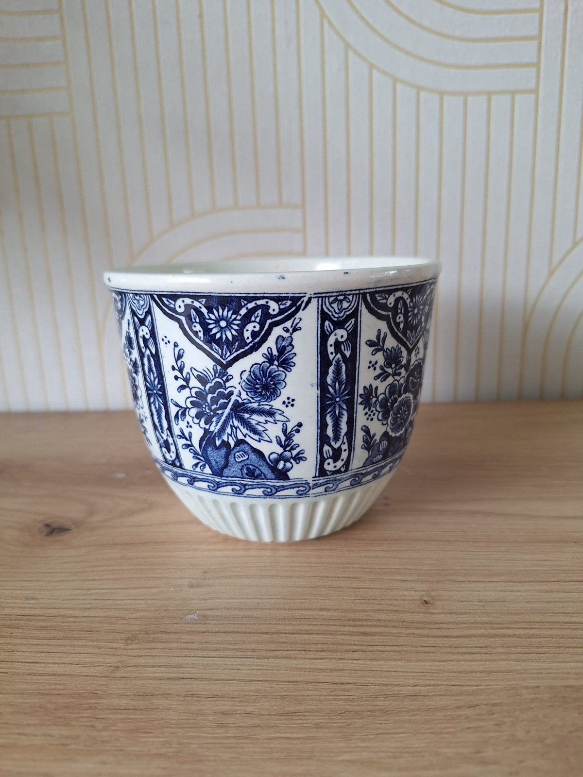 Vintage Delfts blauwe bloempot Petrus Regout Maastricht, Ophalen of Verzenden