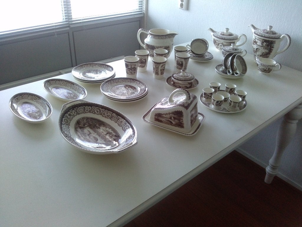 Oud Aardewerk Servies  Societe Ceramique  OLD BRIDGE, Antiek en Kunst, Ophalen