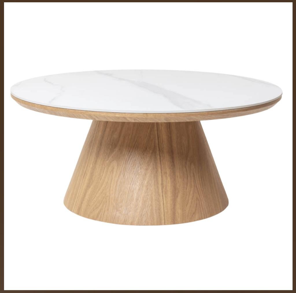 Salontafel Alba Naturel Keramisch 80cm Rond, zgan, Huis en Inrichting, Tafels | Salontafels, Ophalen, Overige materialen, 50 tot 100 cm