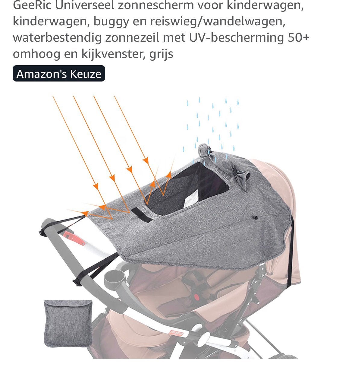 Universeel zonnescherm voor kinderwagen, buggy en reiswieg, Ophalen of Verzenden, Nieuw, Overige merken
