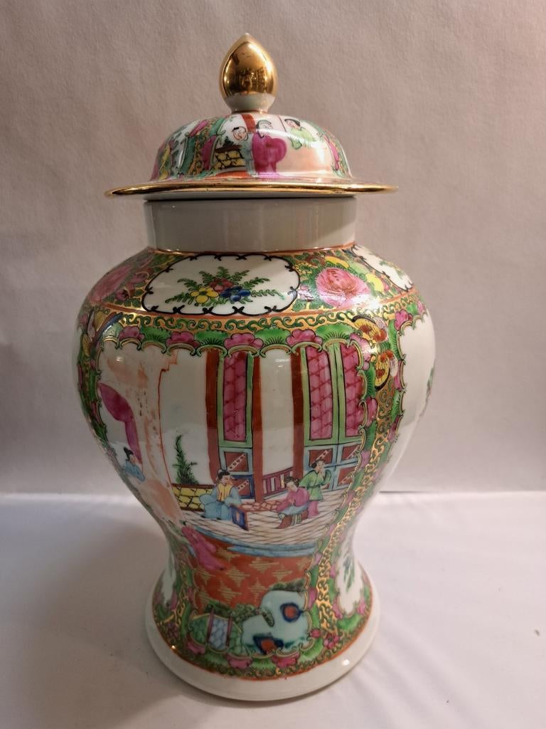 Prachtige Chinese Gemberpot met Deksel - Roze Familie Stijl, Ophalen of Verzenden