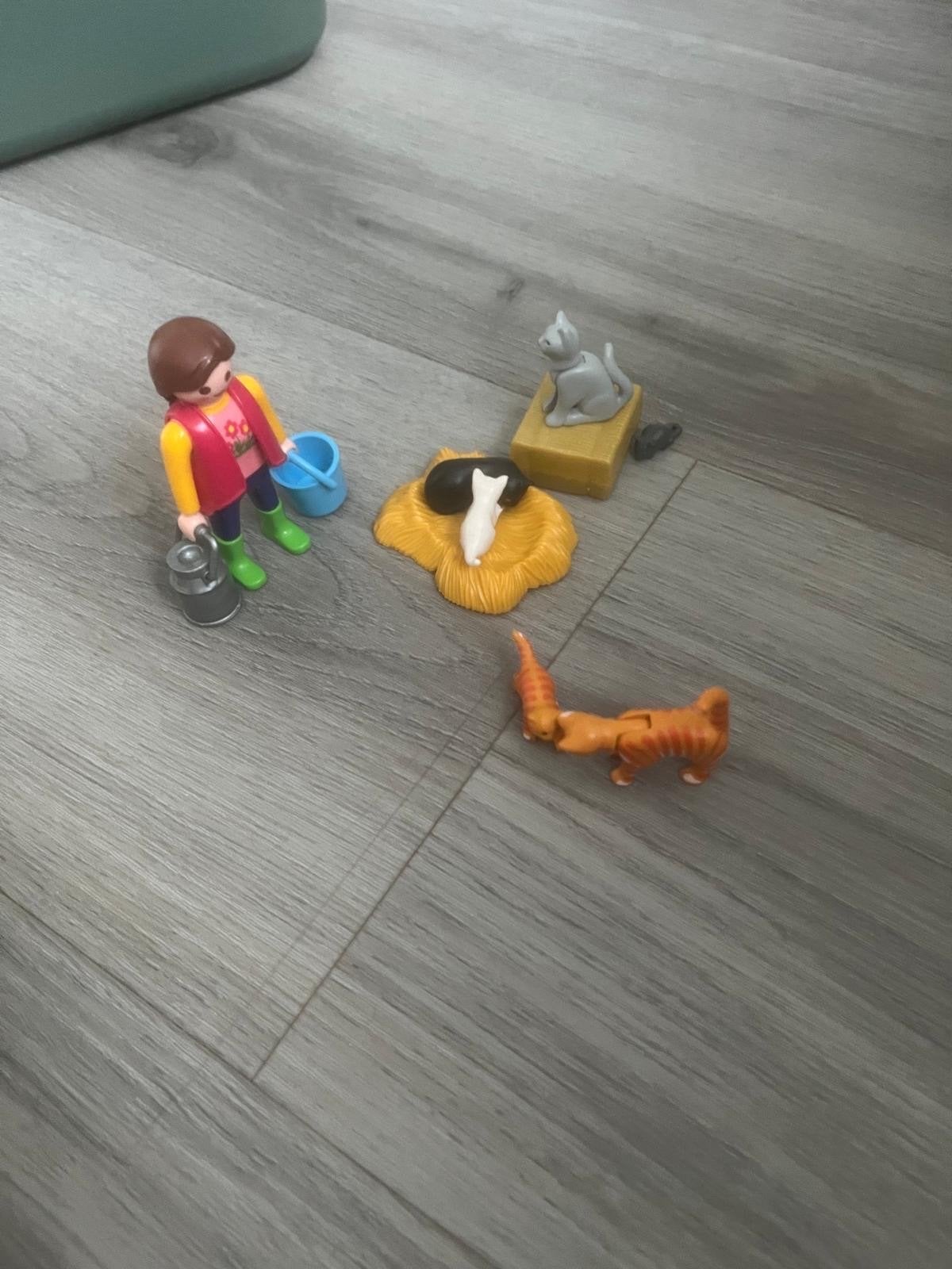 Playmobil boerin met katten en accessoires, Gebruikt, Complete set, Ophalen of Verzenden, Country