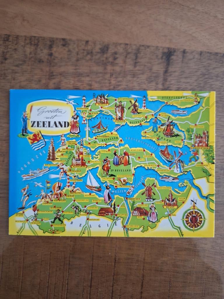Vintage Ansichtkaart Zeeland., Ophalen of Verzenden, 1940 tot 1960, Ongelopen, Zeeland