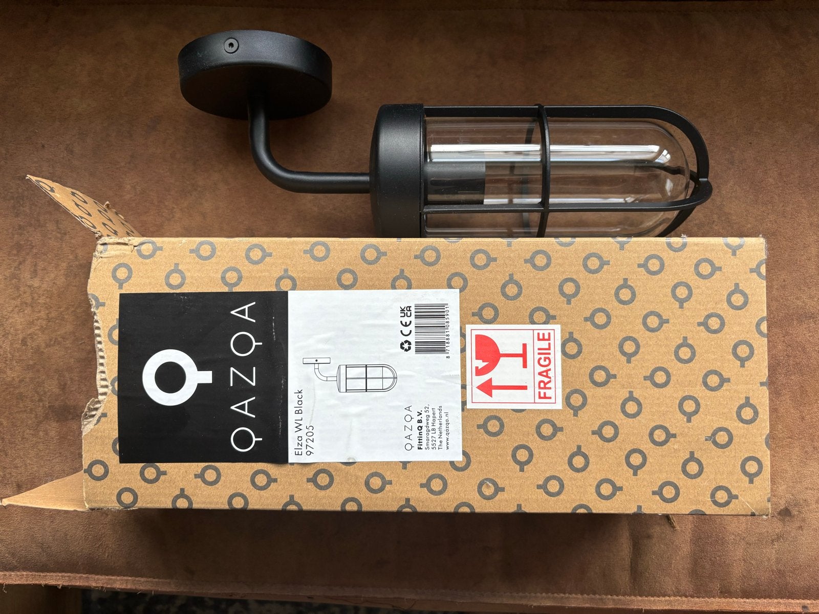 Qazqa Elza Wandlamp Zwart - Nieuw in doos, Zwart, Qazqa, Nieuw, Glas