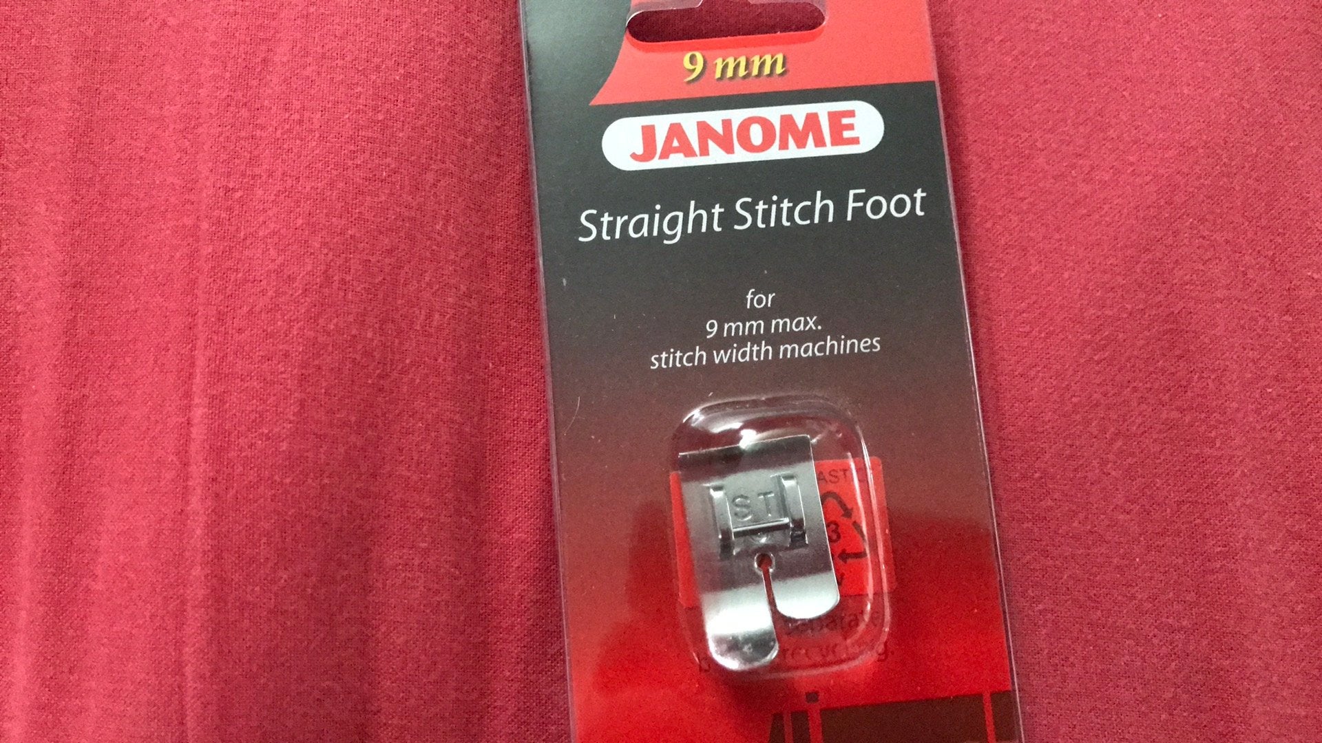 Janome 9 mm rechtstikvoet.(1), Hobby en Vrije tijd, Naaimachines en Toebehoren, Ophalen of Verzenden, Nieuw, Toebehoren, Janome