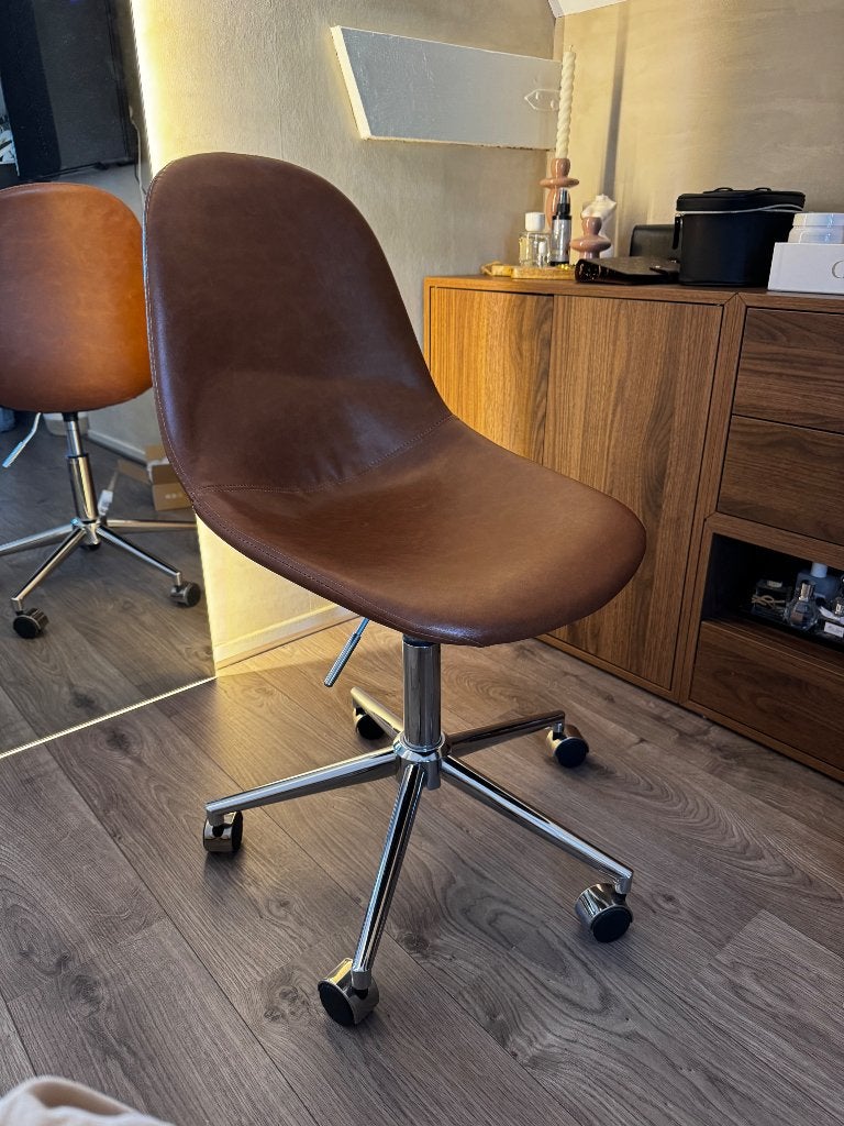Bureau stoel cognac, Ophalen, Gebruikt, Bruin, Leer