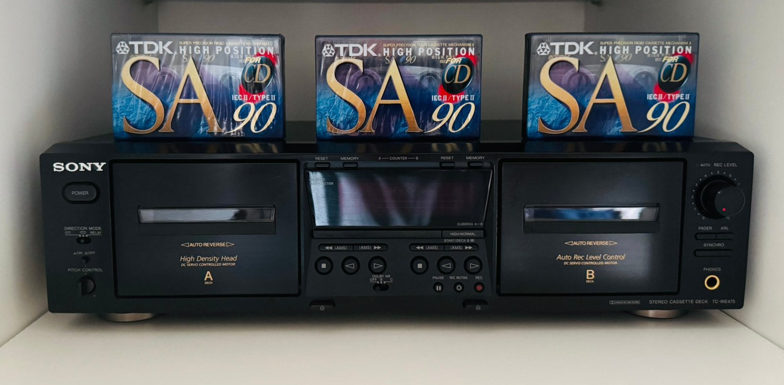 Sony cassette deck TC-WE475 weer als nieuw, Verzenden, Sony