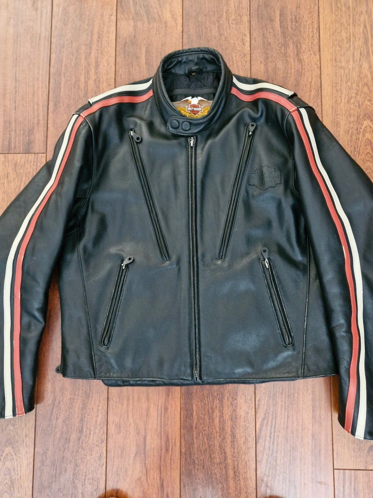 Vintage zwaar lederen HD jas, maat XL., Motoren, Ophalen of Verzenden, Tweedehands, Jas | leer, Harley Davidson. Origineel.
