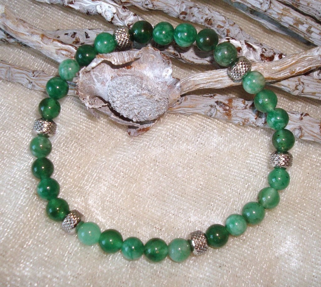 Armband van groen agaat en RVS kralen, Info.adorabeads@gmail.com, Adorabeads, Nieuw, Ophalen of Verzenden