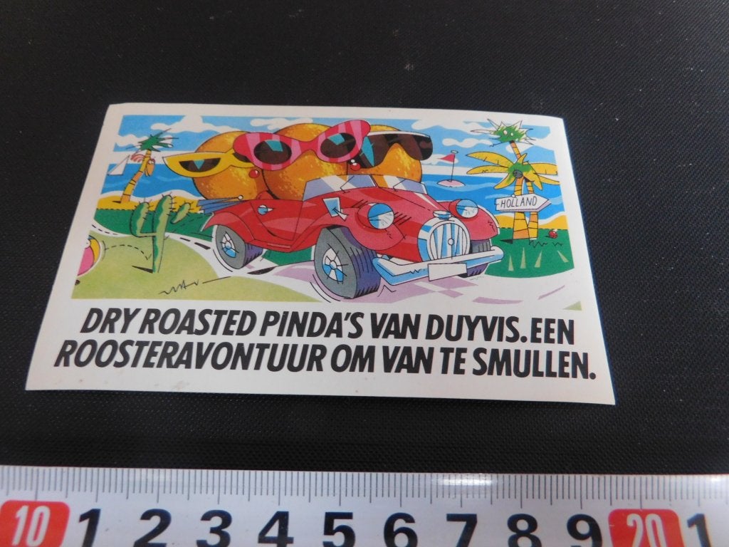 sticker dry roasted pinda's van duyvis strip auto vakantie *, Verzamelen, Ophalen of Verzenden, Zo goed als nieuw