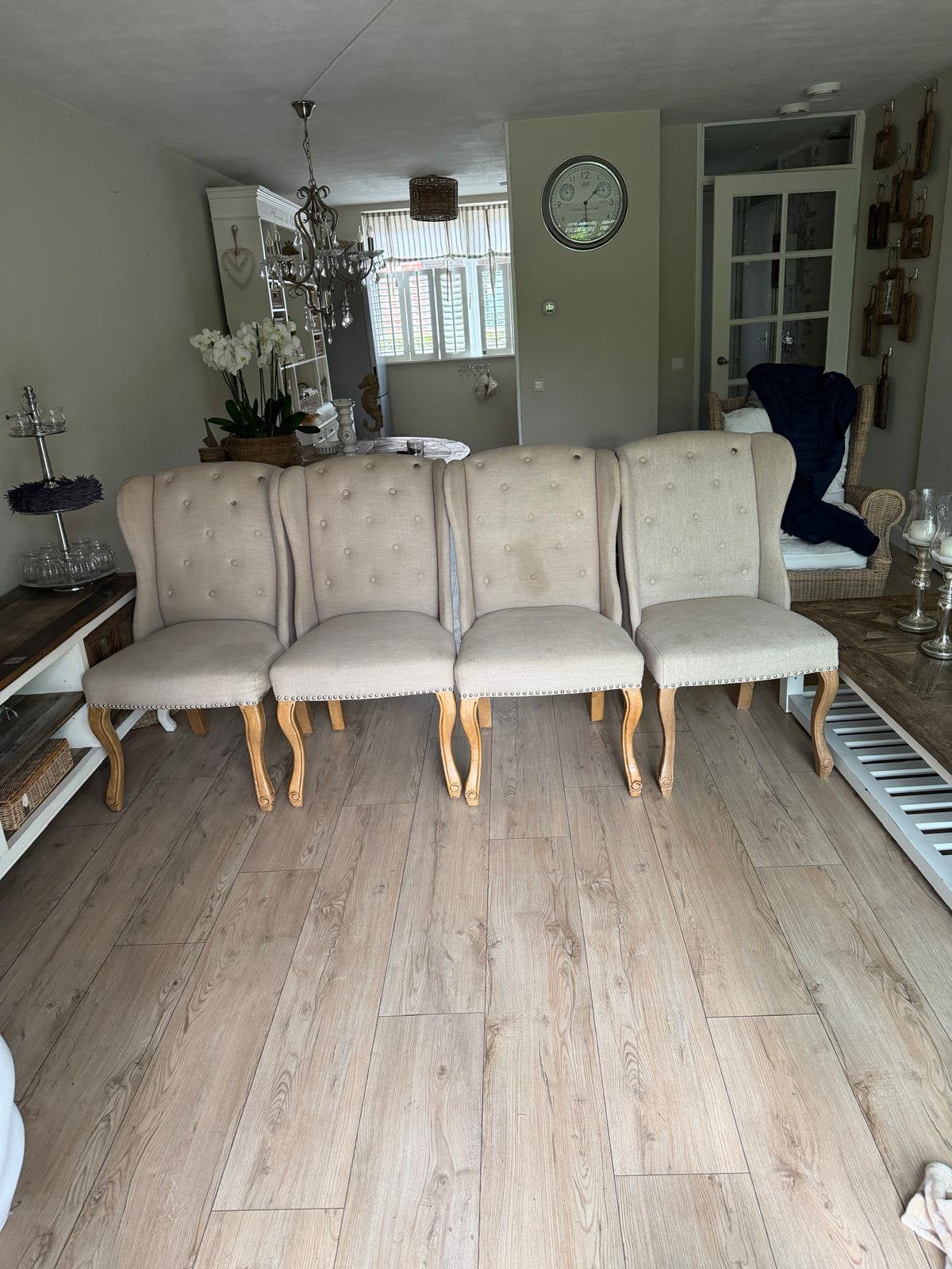 4 originele Rivièra Maison Keith II eetkamerstoelen, Huis en Inrichting, Ophalen, Gebruikt, Overige kleuren, Vier