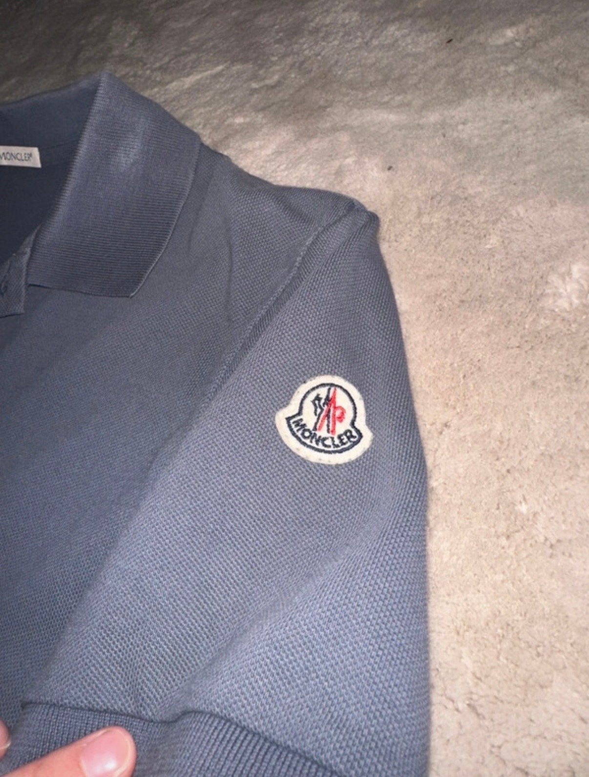 Moncler Polo Shirt Maat S - Stijlvol en Comfortabel, Ophalen of Verzenden, Gedragen, Maat 46 (S) of kleiner, Blauw