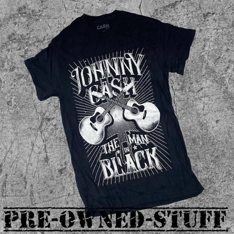 vintage Johnny Cash t-shirt The man in black Size:S/M T-234, Vintage, Vintage, Zo goed als nieuw, Verzenden