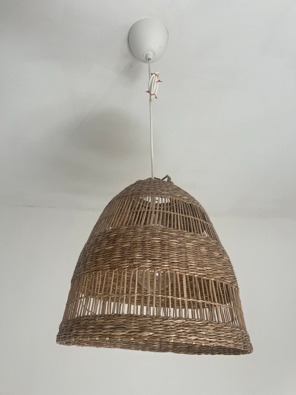 Rotan hanglamp - Boheemse stijl, Ophalen of Verzenden, Zo goed als nieuw, Natuurlijk materiaal, E27 (groot)