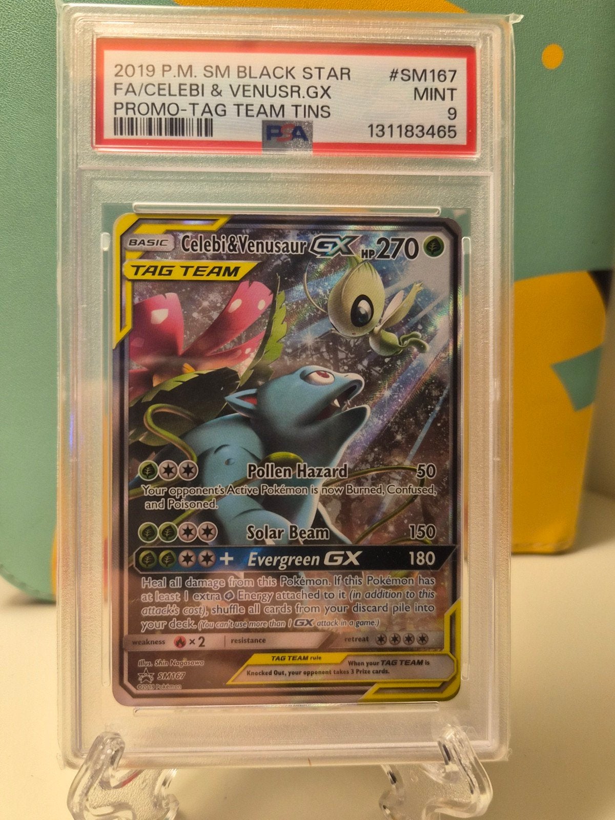 Celebi & Venusaur GX PSA 9 MINT Pokémon Kaart SM167, Hobby en Vrije tijd, Verzamelkaartspellen | Pokémon, Ophalen of Verzenden