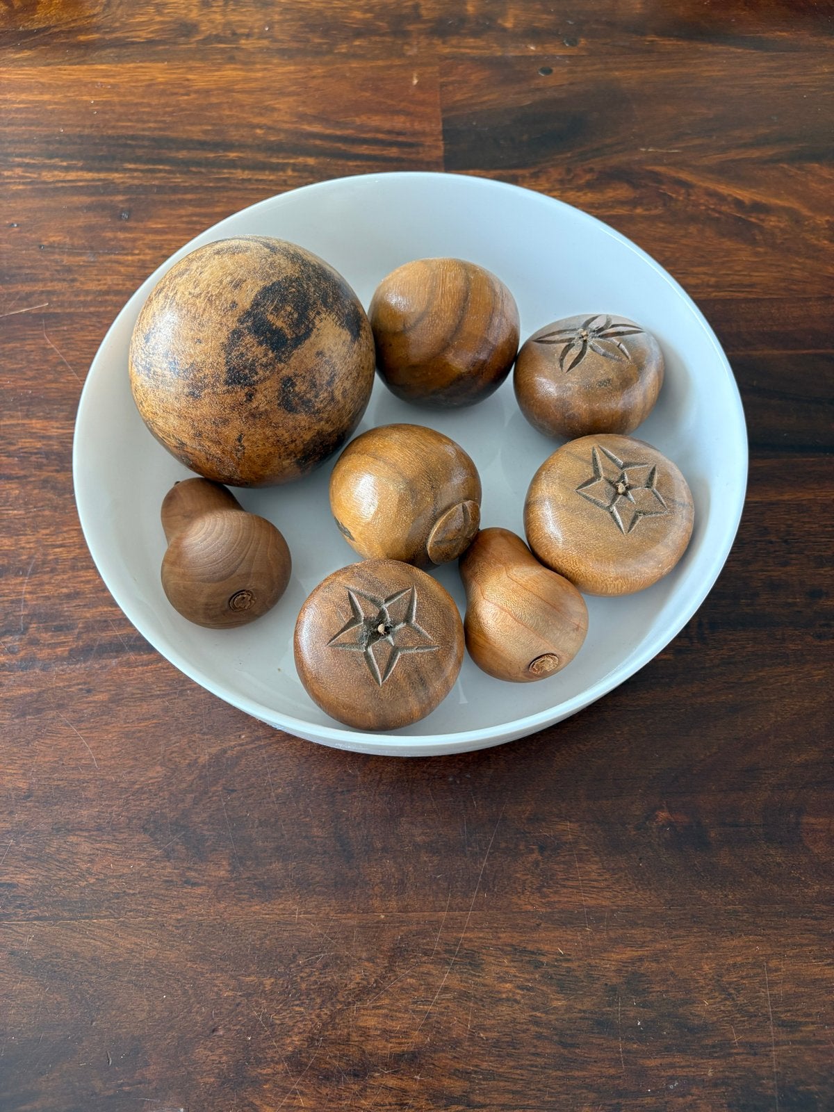 Decoratieve houten vruchten en bollen, Ophalen of Verzenden